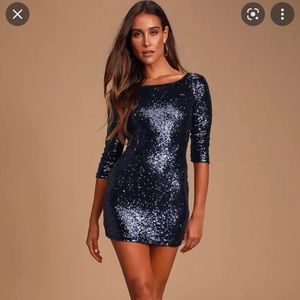 Delightful Ways Navy Blue Sequin Dress